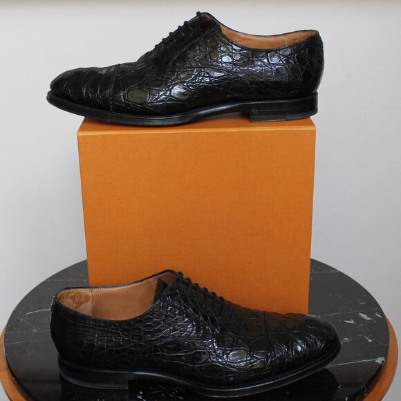 Gucci genuine Alligator Men's black lace ups US size 10.5 made in Italy